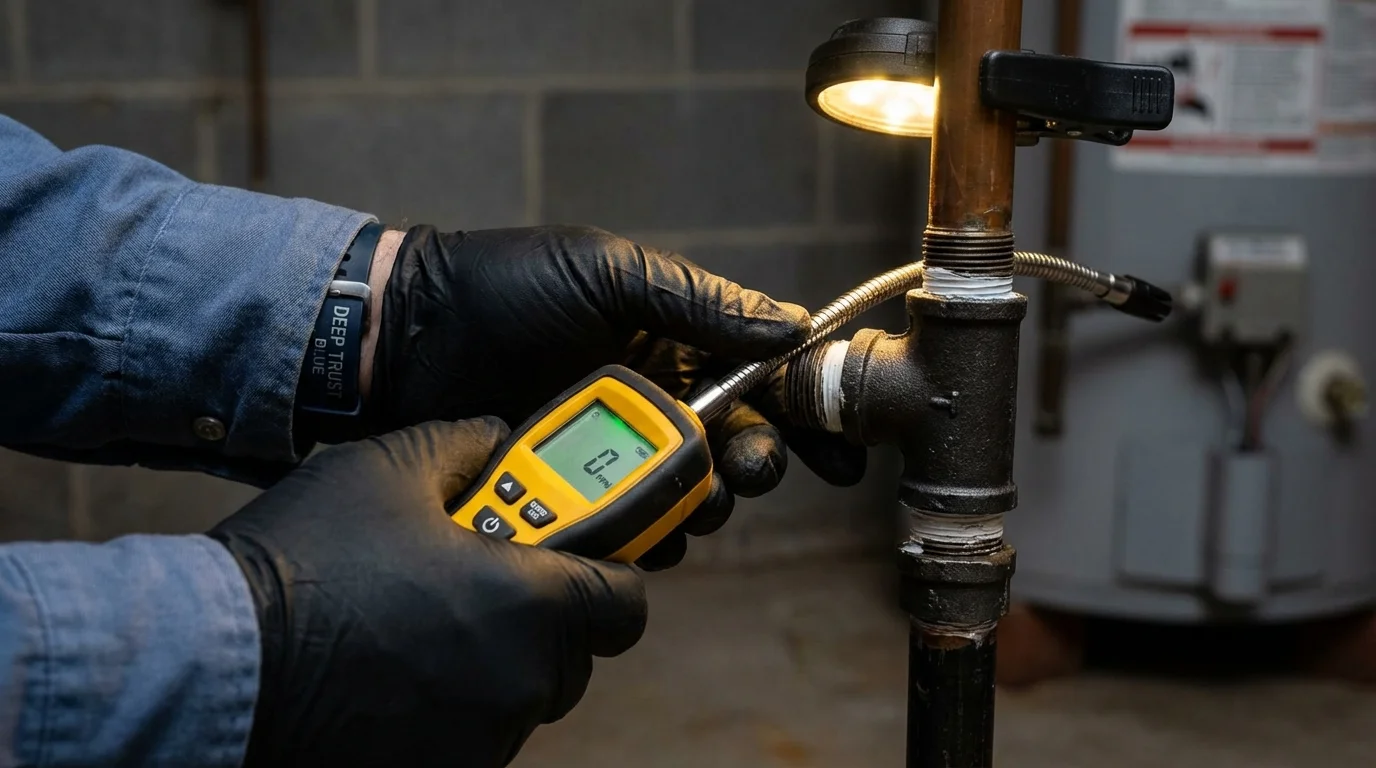 Gas leak detection with electronic sniffer by Johns Plumbing LLC in Rocky Ford