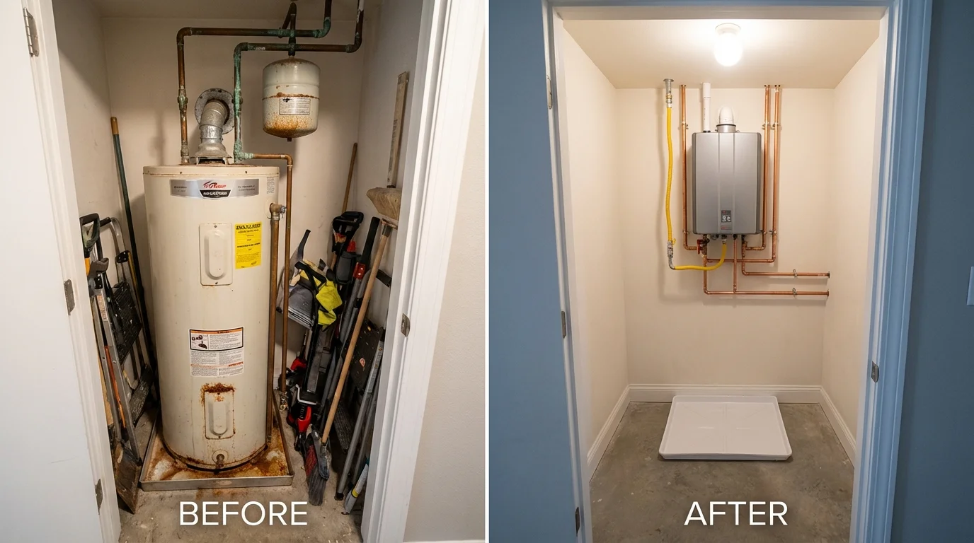Tank water heater versus wall-mounted tankless unit comparison for Rocky Ford, CO homeowners