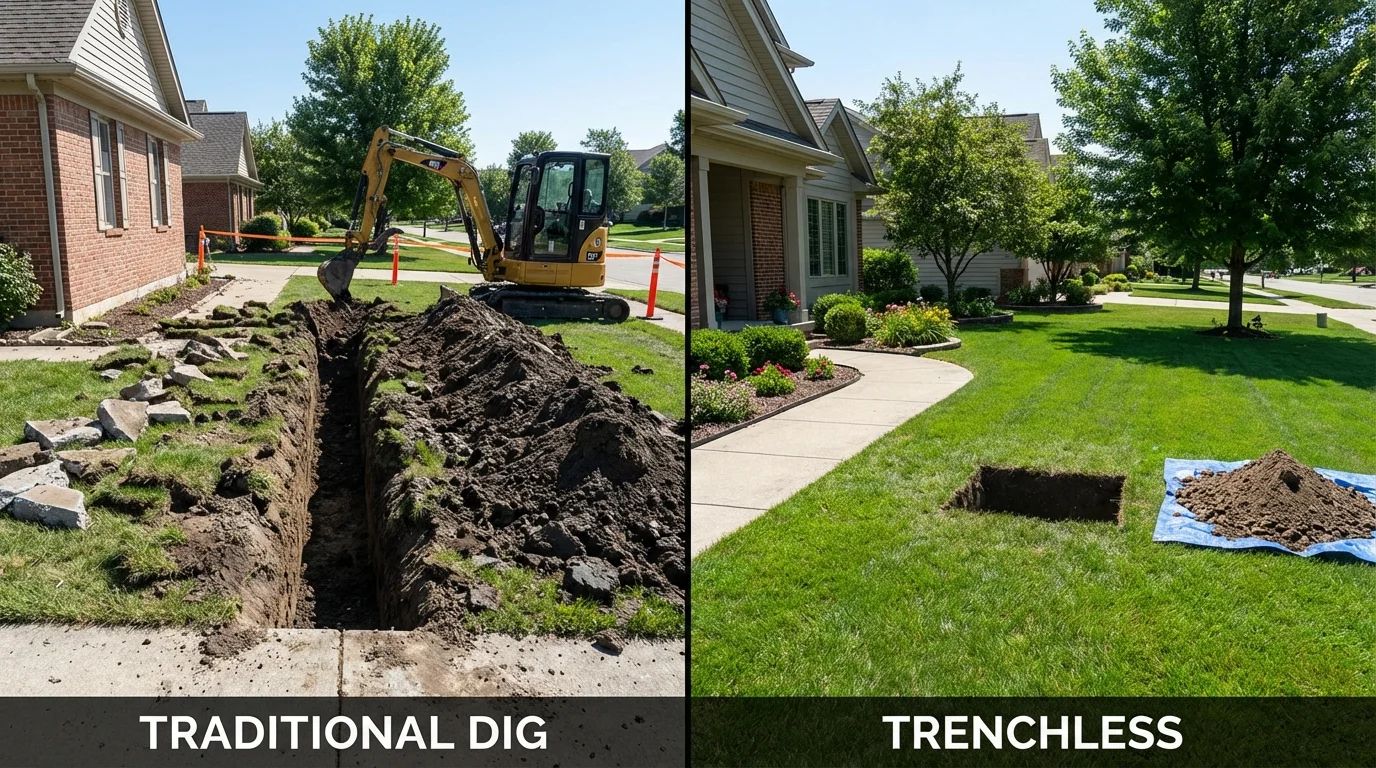 Trenchless sewer repair with minimal yard damage versus traditional excavation in Rocky Ford, CO